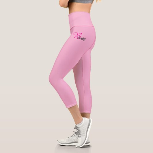 Elegant Monogram and Name on Pink Capri Leggings (Links)