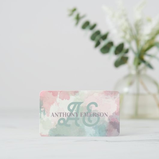 Elegant Monogram | Aquarellschichten Visitenkarte (Stehend Vorderseite)
