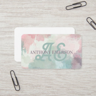 Elegant Monogram   Aquarellschichten Visitenkarte