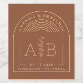 Elegant Monogram Arch Wedding Weinetikett (Einzelnes Label)