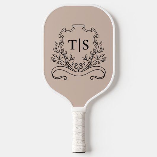 Elegant Monogram Beige Custom Classic Pickleball Schläger (Vorderseite)