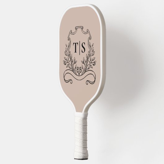 Elegant Monogram Beige Custom Classic Pickleball Schläger (Links)