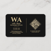 Elegant Monogram | Beruflich Luxus Black Visitenkarte (Rückseite)