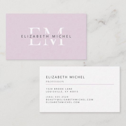 Elegant Monogram Beruflich Visitenkarte (Vorne/Hinten)
