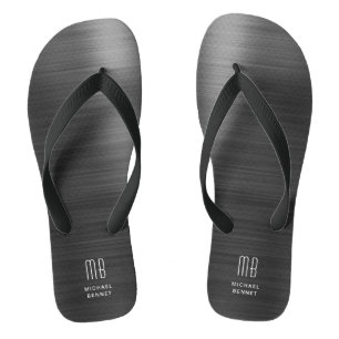 Elegant Monogram Black Badesandalen