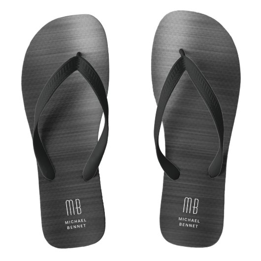 Elegant Monogram Black Badesandalen (Fußbett)