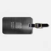 Elegant Monogram Black Brushed Metallic Gepäckanhänger (Vorderseite horizontal)