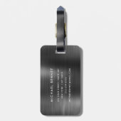 Elegant Monogram Black Brushed Metallic Gepäckanhänger (Rückseite vertikal)