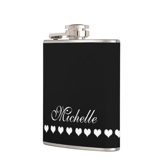 Elegant Monogram Black Flachmann (Links)