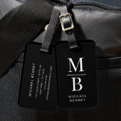Elegant Monogram Black Gepäckanhänger