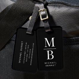 Elegant Monogram Black Gepäckanhänger