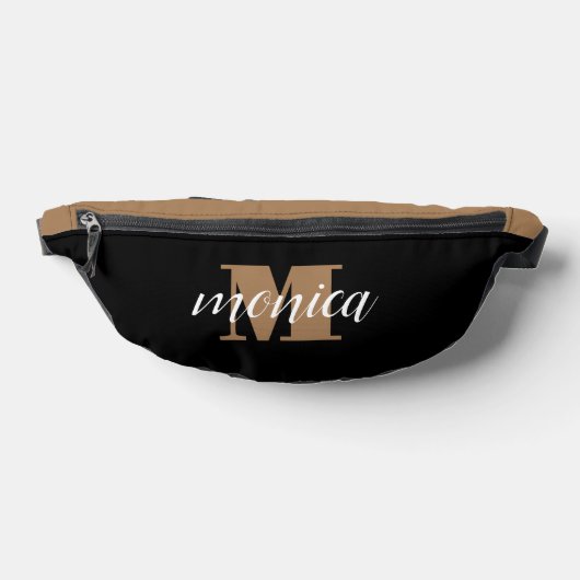 Elegant Monogram Black Gold Script minimal Bauchtasche (Ablage )