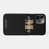 Elegant Monogram Black Gold Script minimal Case-Mate iPhone Hülle (Rückseite (Horizontal))