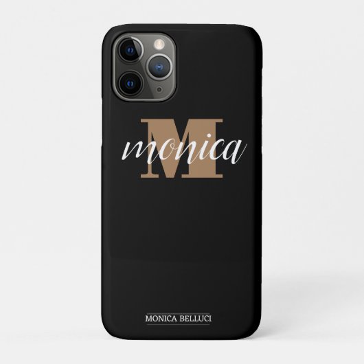Elegant Monogram Black Gold Script minimal Case-Mate iPhone Hülle (Rückseite)
