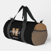Elegant Monogram Black Gold Script minimal Duffle Bag (Rechte Ecke)