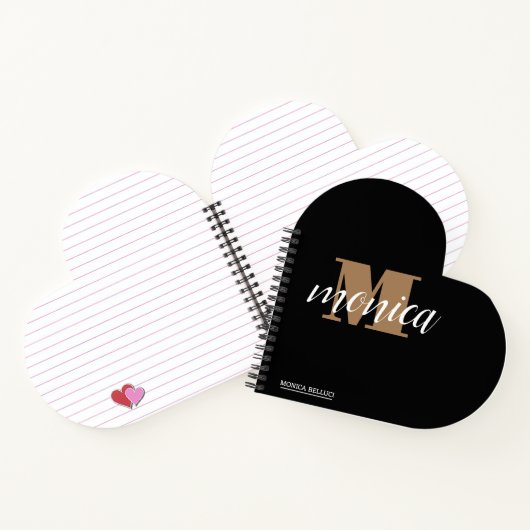 Elegant Monogram Black Gold Script minimal Notizblock (Innenseite)