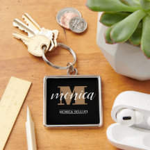 Elegant Monogram Black Gold Script minimal