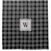 Elegant Monogram Black Kariert Duschvorhang (Vorderseite)
