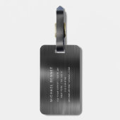 Elegant Monogram Black Metallic Gepäckanhänger (Rückseite vertikal)