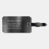 Elegant Monogram Black Metallic Gepäckanhänger (Rückseite horizontal)