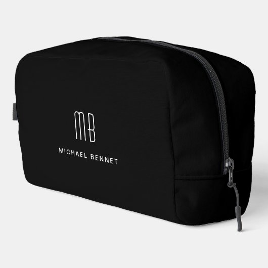 Elegant Monogram Black Waschbeutel (Rechte Ecke)