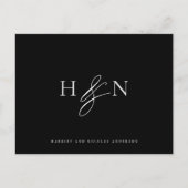 Elegant Monogram Black Wedding Vielen Dank Postkarte (Vorderseite)