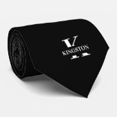 Elegant Monogram Black | White Krawatte (Gerollt)