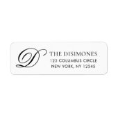 Elegant Monogram Black White Return Address Label (Vorne)