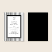 Elegant Monogram Black & White Striped Wedding Einladung
