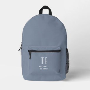 Elegant Monogram Blue Bedruckter Rucksack