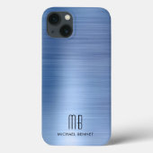 Elegant Monogram Blue Case-Mate iPhone Hülle (Rückseite)