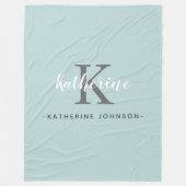 Elegant Monogram Blue Fleece Blanket (Vorderseite)