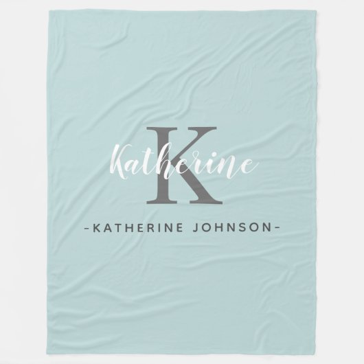 Elegant Monogram Blue Fleece Blanket (Vorderseite)