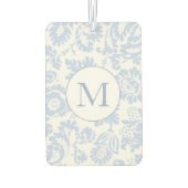 Elegant Monogram Blue Floral Botanical Autolufterfrischer (Rückseite)