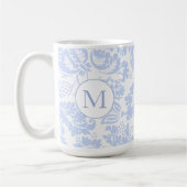 Elegant Monogram Blue Floral Botanical Kaffeetasse (Links)