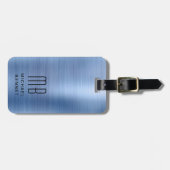 Elegant Monogram Blue Gepäckanhänger (Vorderseite horizontal)
