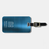Elegant Monogram Blue Gepäckanhänger (Vorderseite horizontal)