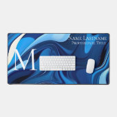 Elegant Monogram Blue Schreibtischunterlage (Tastatur & Maus)
