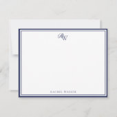 Elegant Monogram Blue Two Border Mitteilungskarte (Vorderseite)