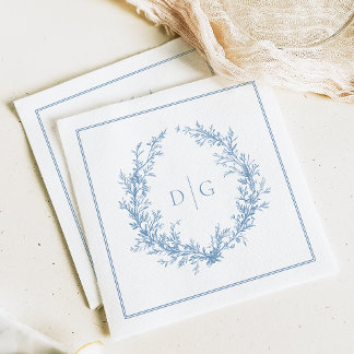 Elegant Monogram Blue Wedding Serviette