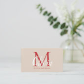 Elegant monogram blush pink red professional visitenkarte (Stehend Vorderseite)
