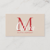 Elegant monogram blush pink red professional visitenkarte (Vorderseite)