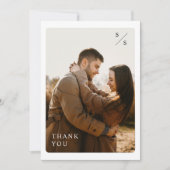 Elegant Monogram Boho Wedding Foto Dankeskarte (Vorderseite)