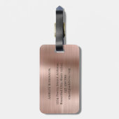 Elegant Monogram Bold Two Initial Rose Gold Metal Gepäckanhänger (Rückseite vertikal)