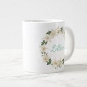 Elegant Monogram Botanical Lily Design Jumbo-Tasse (Vorderseite Rechts)