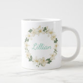 Elegant Monogram Botanical Lily Design Jumbo-Tasse (Rechts)