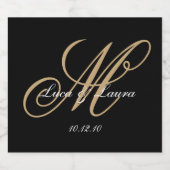 Elegant Monogram Bride Groom Names Date Wedding Ch Schaumweinetikett (Einzelnes Label)