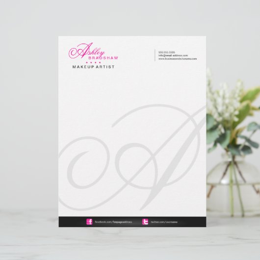 Elegant Monogram Briefkopf (Stehend Vorderseite)