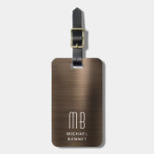 Elegant Monogram Brown Gepäckanhänger (Vorderseite vertikal)