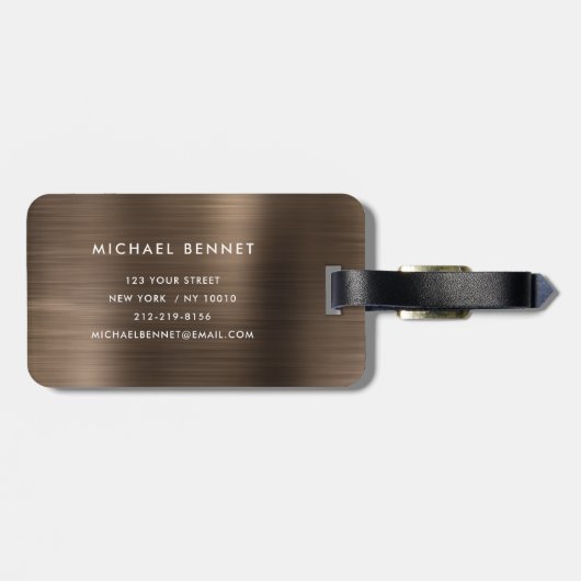 Elegant Monogram Brown Gepäckanhänger (Rückseite horizontal)